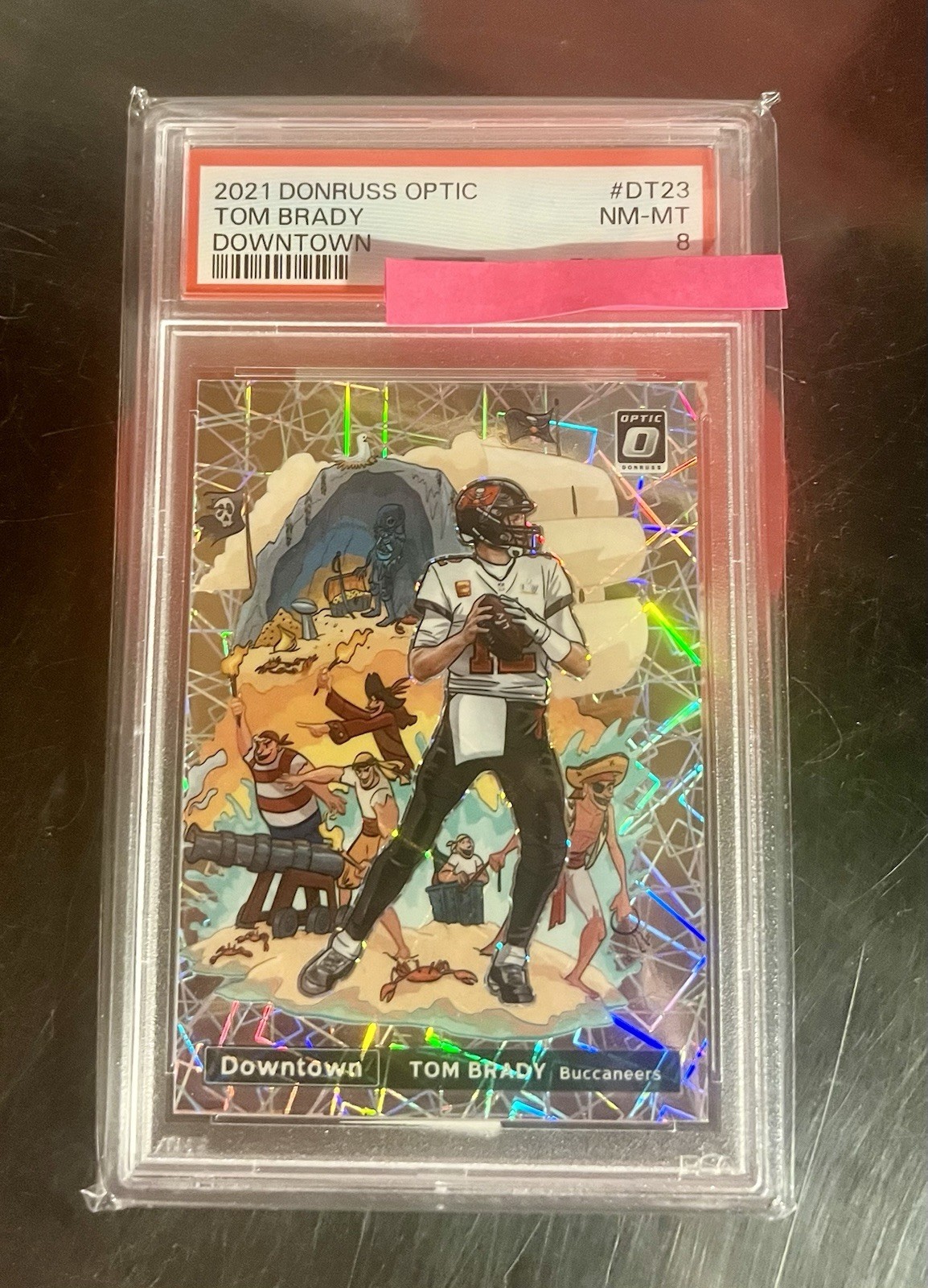 🔥2021 Tom Brady Donruss Optic SSP Downtown Lazers-PSA 8-Bucs-Patriots🔥