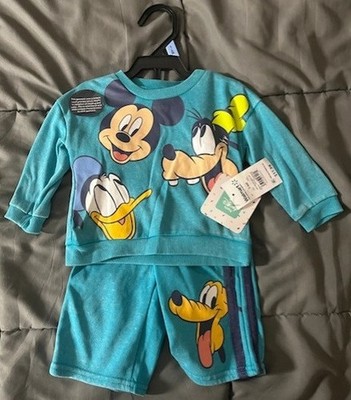 Disney Baby Mickey, Donald, & Goofy 2 pc Lake Blue Sweats