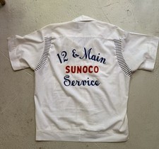 Vintage 60s 70s Bowling Shirt Chain Stitch Embroidery Olympian Sunoco Union Made