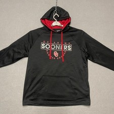 University of Oklahoma Sooners Hoodie Mens Large Black Red Sweatshirt NCAA