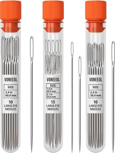 35 PCS Large Eye Sharp Hand Sewing Needles 4 Assorted Sizes - Easy Threading ...