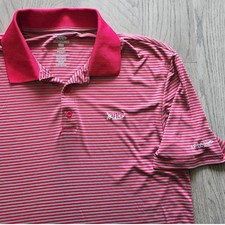 AFTCO AFTECH Striped Performance Polo Shirt Red Men's Large Fishing Golf