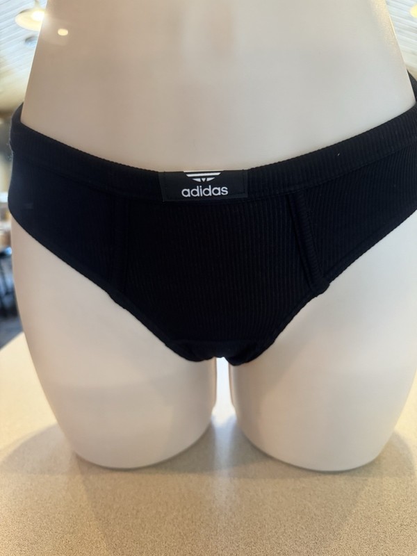 adidas Women's Bikini Panties Black Rib Solid Logo Size S MPN 4A4H66
