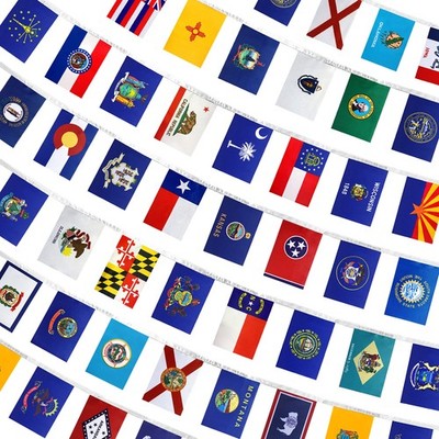WEITBF US 50 State String Flags Banner Set,5 x 8 Inchs,68 Feet
