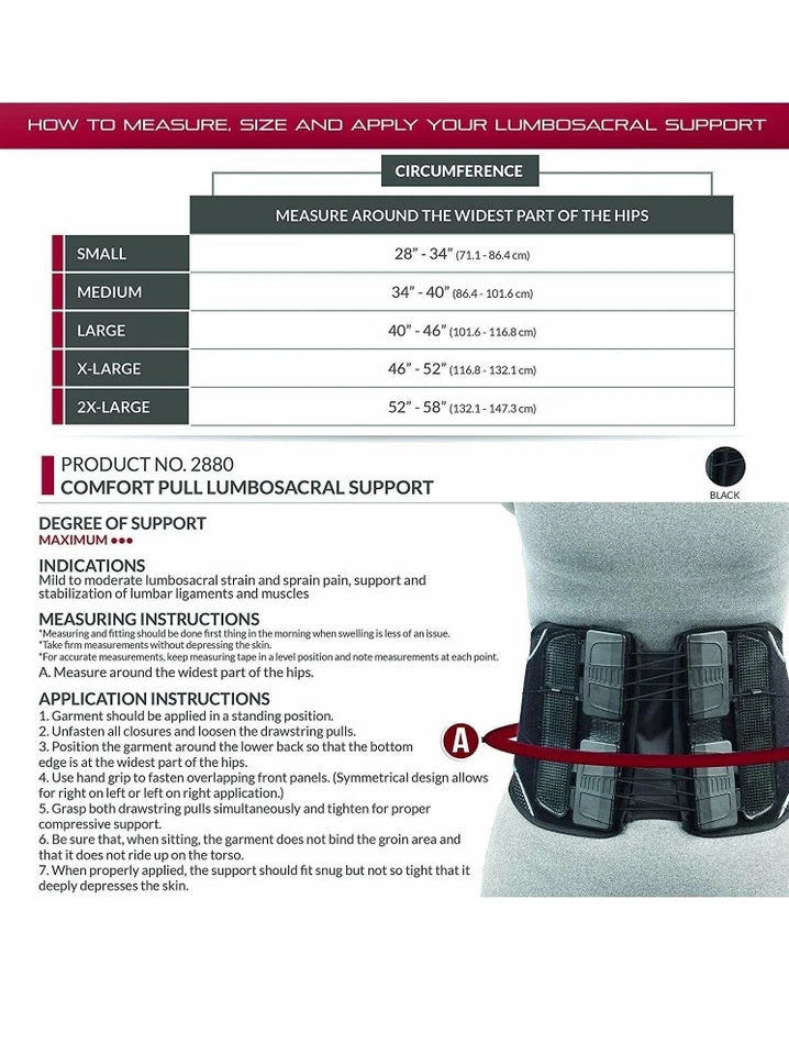 OTC Comfort Pull Lumbosacral Support Lumbar Ligaments Muscle Supp- 2880 2X-Large - Image 4 of 4
