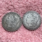 MORGAN SILVER DOLLAR COINS.  LOT OF 2 CIRCULATED 1883-P  PRE. 1921 LOT # 5