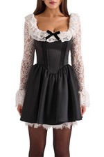House of CB Lace Black And White Mini Party Dress Xsmall