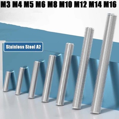 Edelstahl A2 Gewindestange Gewindebolzen DIN 976 M3 M4 M5 M6 M8 M10 M12 M14