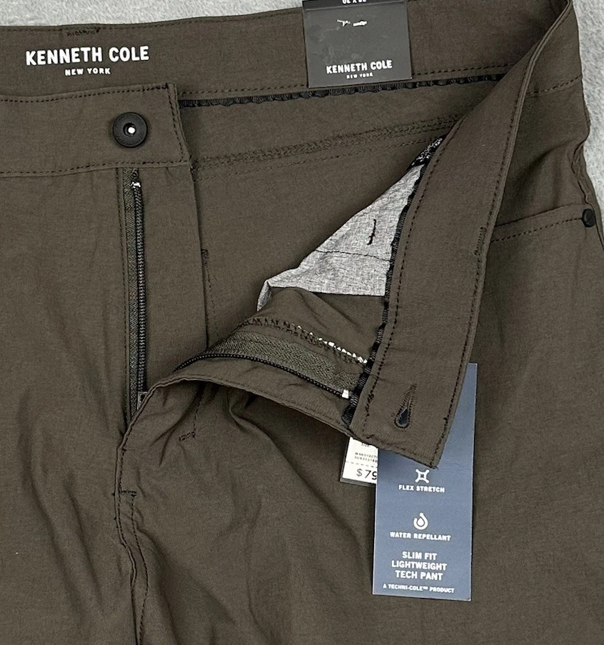 Pantalones Kenneth Cole Tech para Hombres 38x30 Carbón Oscuro Delgados Flexibles Repelentes al Agua NUEVO Foto 3 de 4
