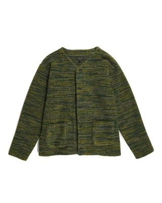 Engineered Garments Knit Cardigan Jacket Green Poly Wool Melange Knit New