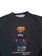 Authentic Mens Polo Ralph Lauren Bear USA Spellout Ball Crewneck Sweater Vintage
