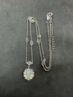 5.9g Djoy Sterling Silver Opal, Sapphire & Diam Necklace 18”-20” Jewelry lot P