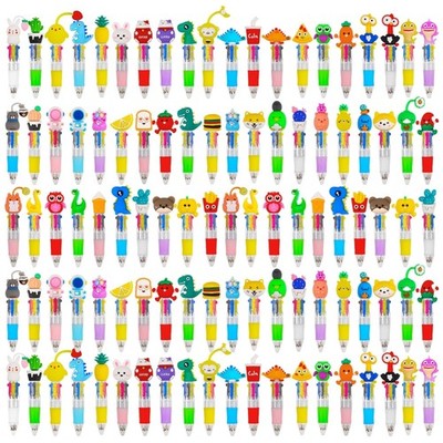100 Mini Multicolor Cute 4-in-1 Ballpoint Pens Bulk
