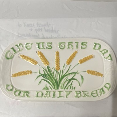 Christian Decorative Plate 'Give Us This Day Our Daily Bread' Wheat Design