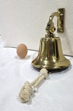Retro 5"dim Nautical Hanging Ship Bell Brass w/ Wall Mounted Bracket 2lbs. 6 oz.