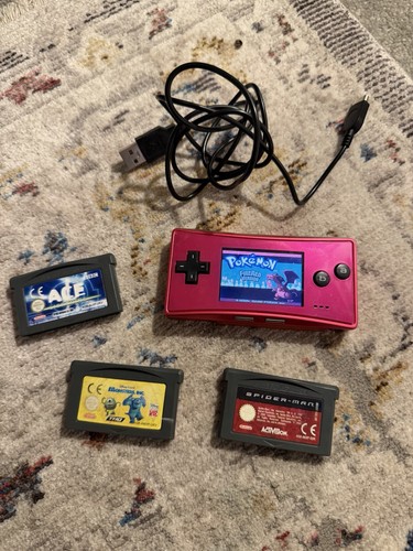 Nintendo Game Boy Micro Pink Handheld Console Bundle - Read Description ...