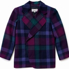 Vintage Christian Dior Wool Plaid Blazer Women  s 6 Purple Blue