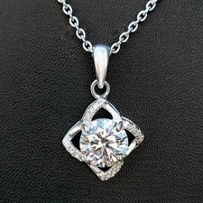 Certified White Diamond 4.00Ct. Round Shape Pendant In 925 Silver - Tariffs Free