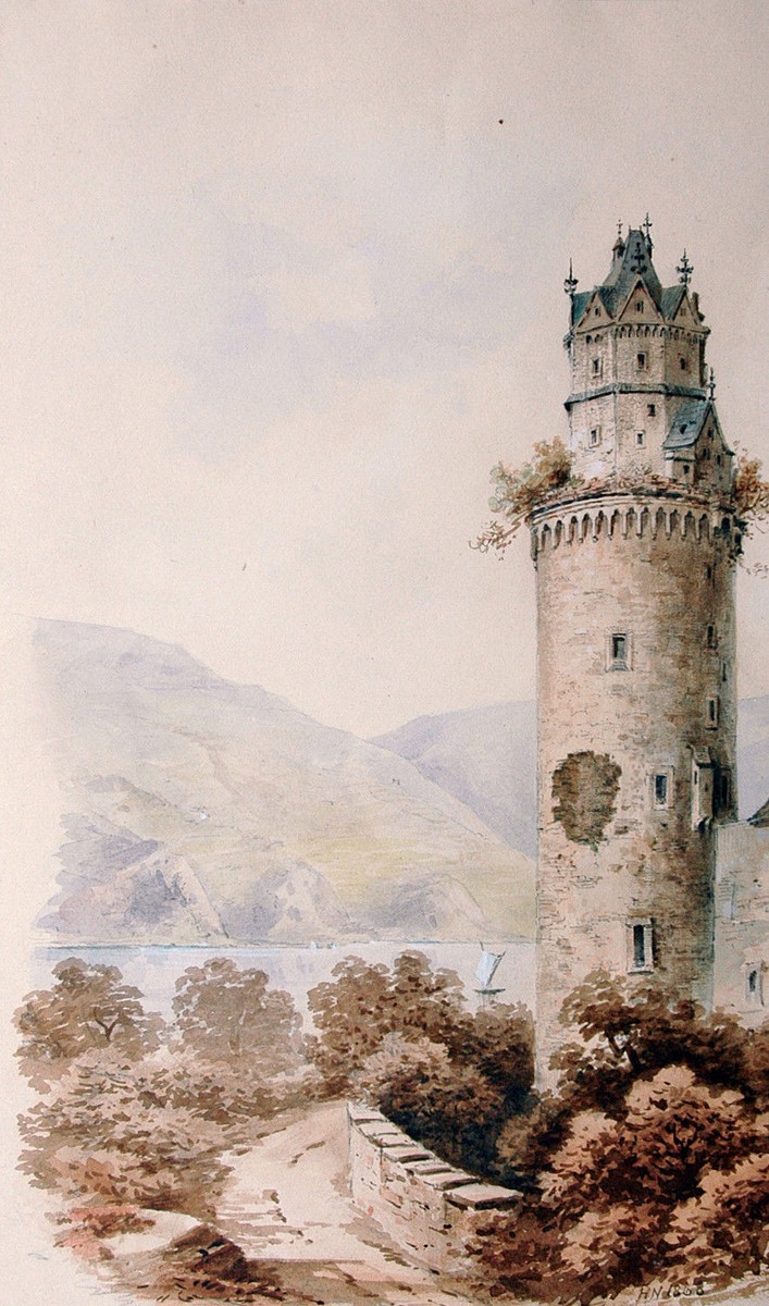 Tour ronde, Andernach , Allemagne , Peinture Début du 19 Eme Siècle