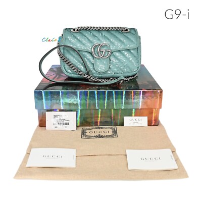 New Authentic Gucci 446744 GG Marmont Sequin Shoulder Bag | eBay