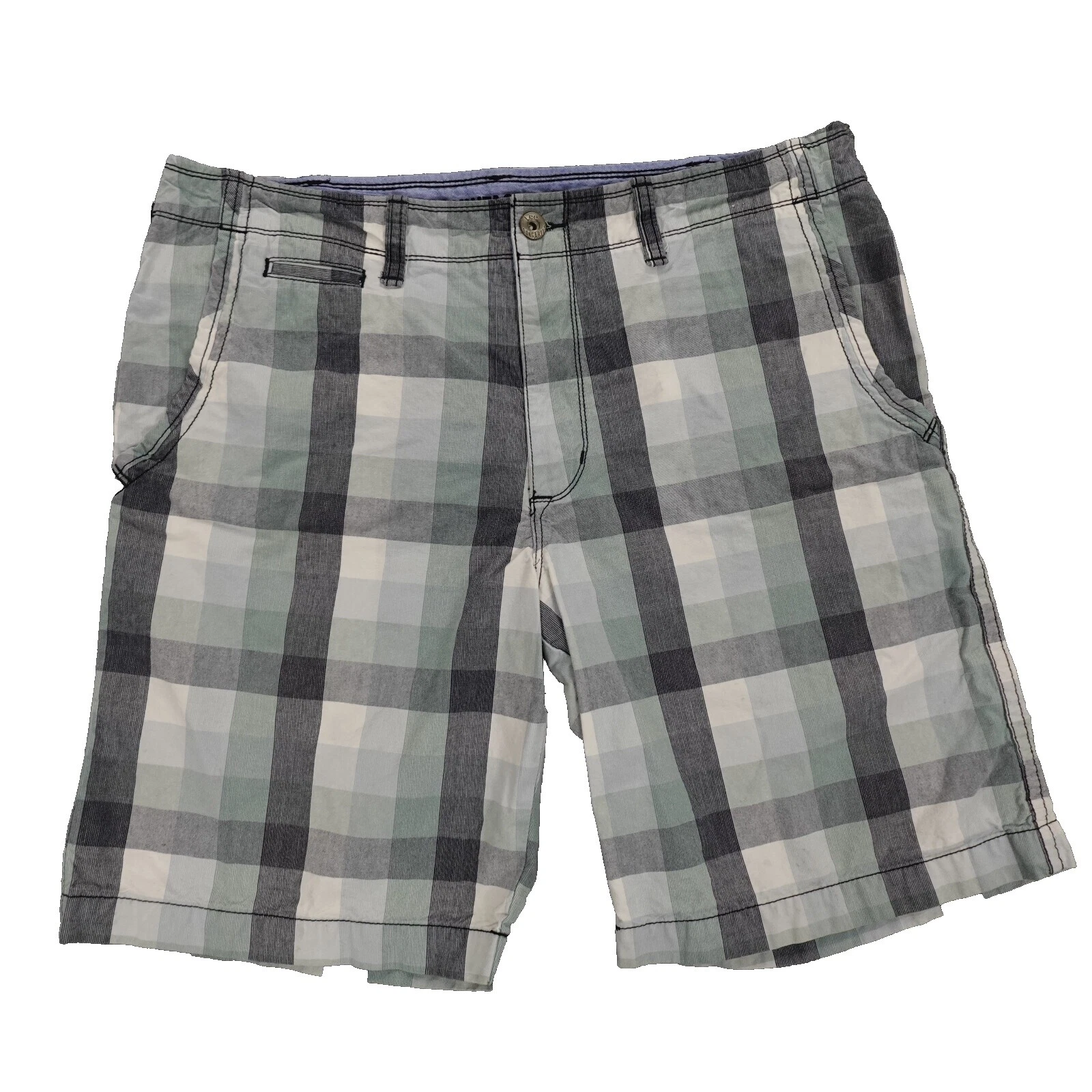 李棉质格纹短裤男式