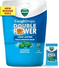 NEW Vicks Cough Drops Candy 25 Pieces Pouch - Menthol Flavor for Throat Relief