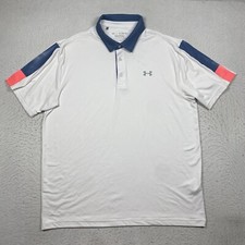 Under Armour Playoff Polo Shirt Mens XL White Short Sleeve