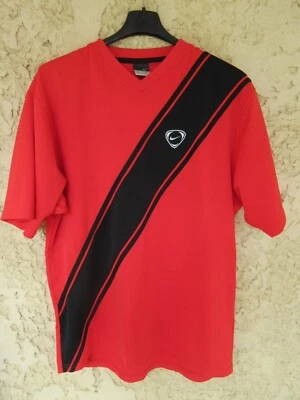 Maillot sport NIKE rouge bande diagonale noire trikot shirt maglia camiseta M - Photo 1/3