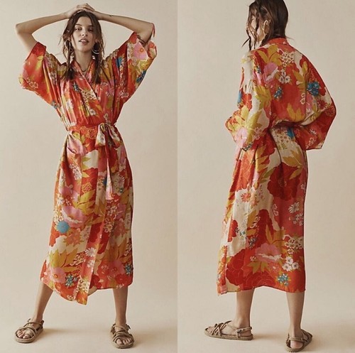 Spell & The Gypsy Size S/M Tyler Maxi Robe Chili Red Floral Beach Coverup Maxi - Bild 2 von 21