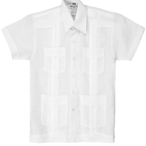 B05-Mojito Kids, 10-12Y, s/s cotton shirt, Guayabera (10,White) - Picture 2 of 4