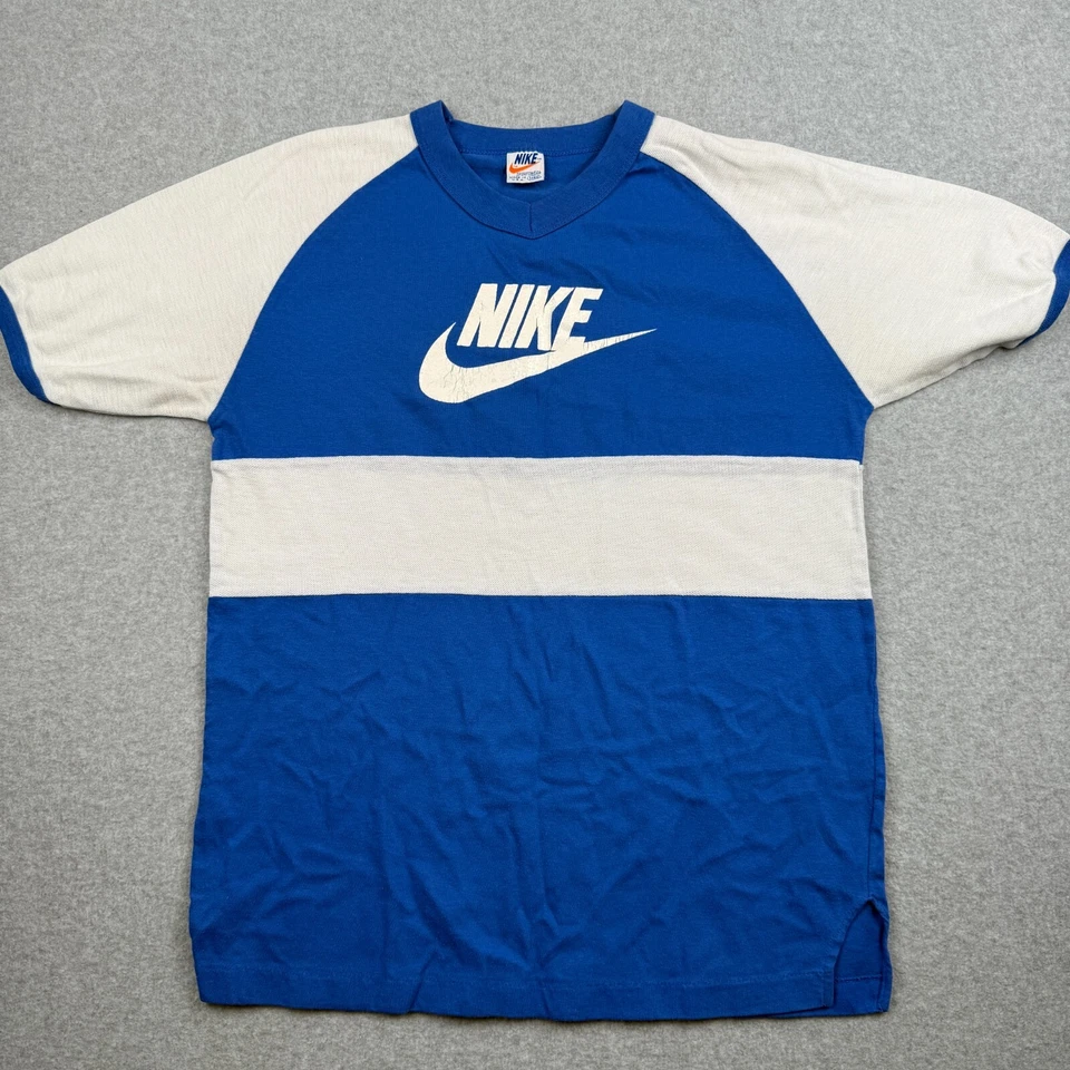 Редкая винтажная футболка NIKE с надписью Swoosh Ringer 70-е 80-е спортивная одежда оранжевый ярлык размер M - Изображение 2 из 4