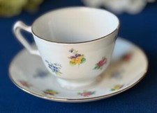 Crown Staffordshire England Vintage Floral Tea Cup  Saucer Set