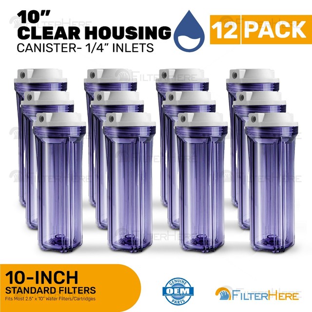 Set of 12 Clear 10" Universal Water Filter Housing Canisters eBay