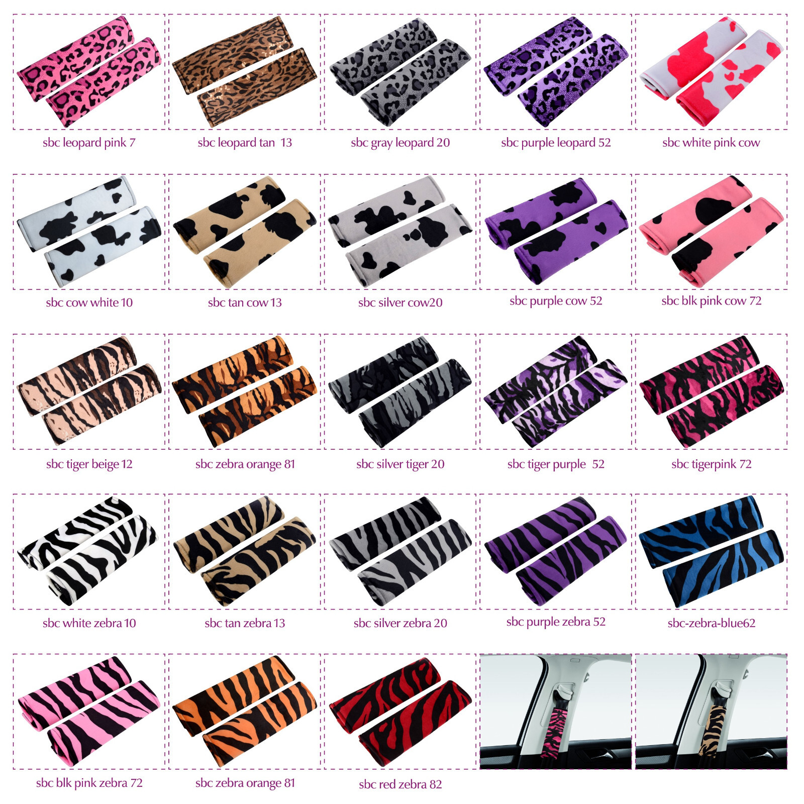 Animal print seat belt covers