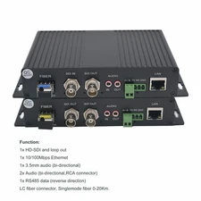 HD SDI Extender Video Audio RS485 RJ45 Ethernet over Fiber Optic Media Converter