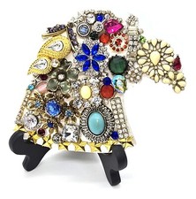 Handcrafted from Recycled Materials-Bejeweled American Eagle head Ornament
