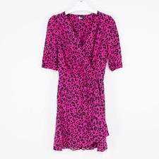 The Kooples Women Short Printed Wrap Dress Pink Size 0