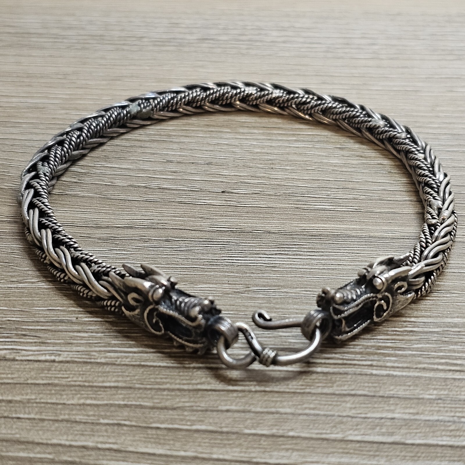 Heavy Solid Sterling Silver 925 Double Dragon Hea… - image 1