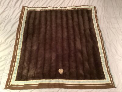 Baby Bella Maya Couture Faux Fur Baby Blanket Brown Blue Beige Fancy Minky Soft