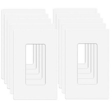 1-Gang Screwless Wall Plate, Decora Outlet Cover Plates, 4.57 H 10 Pack White
