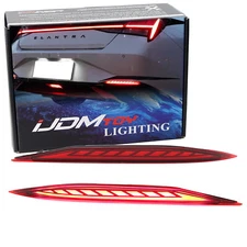 Dark Red Full LED Rear Bumper Reflectors For 2021-23 Elantra w/ Sequential Blink