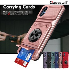 Funda protectora con soporte de anillo a prueba de golpes con soporte para tarjeta para Motorola Moto G Play (2024)