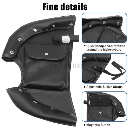 Black Lower Leg Warmer Wind Deflector Bags For Indian Chief Chieftain Roadmaster - Picture 3 of 17