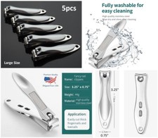 5 PCS Modern Stainless Steel Finger Nail Toe Handle Clippers Trimmer Large Size