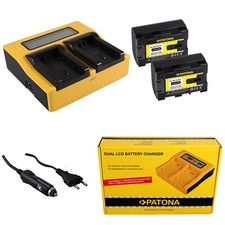 2x Batteria Patona + caricabatteria rapido DUAL LCD per Jvc Everio GZ-MG750