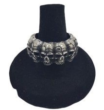 Skull Band Ring Silver Large Skeleton Chunky Biker Gothic Punk Stainless Steel