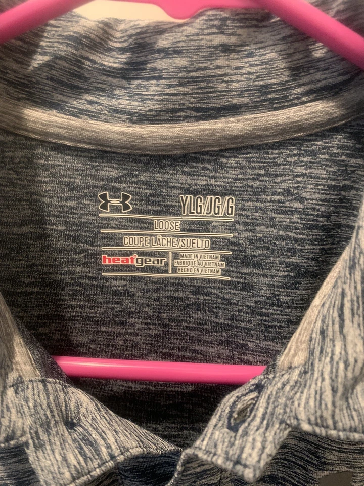 Polo YLG Under Armour Heatgear azul jaspeado/gris para niños Foto 3 de 4