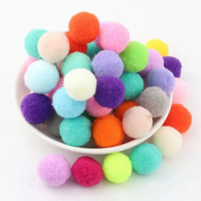 (CT016-S) Cat Kitten Craft Pompom Balls  Mixed Colours 3cm