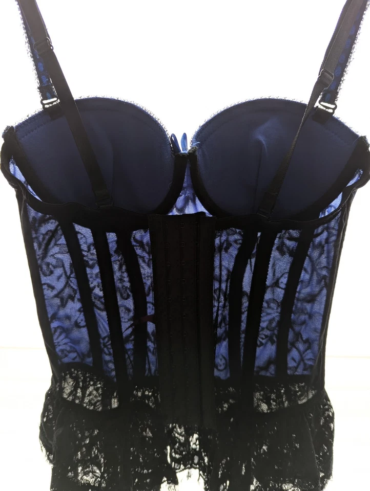 Precioso Bustier Transparente Seven 'til Midnight Azul Marino y Negro Con Ligas Multivías S Foto 2 de 4