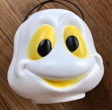Vintage Blow Mold Friendly Ghost Candy Bucket General Foam Plastics Made in USA